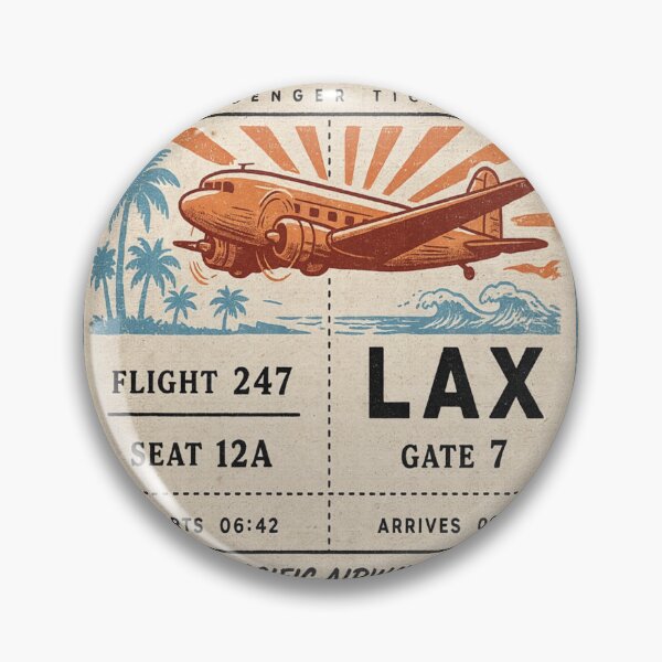Item preview, Los Angeles Vintage DC‑3 Mid‑Century Travel Stamp designed and sold by stickercuffs.