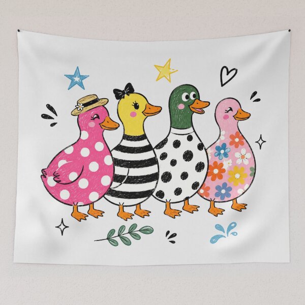 Item preview, Duck Squad Cute Colorful Duck Friends Gooses Pink Polka Dot designed and sold by Yellowriversss.