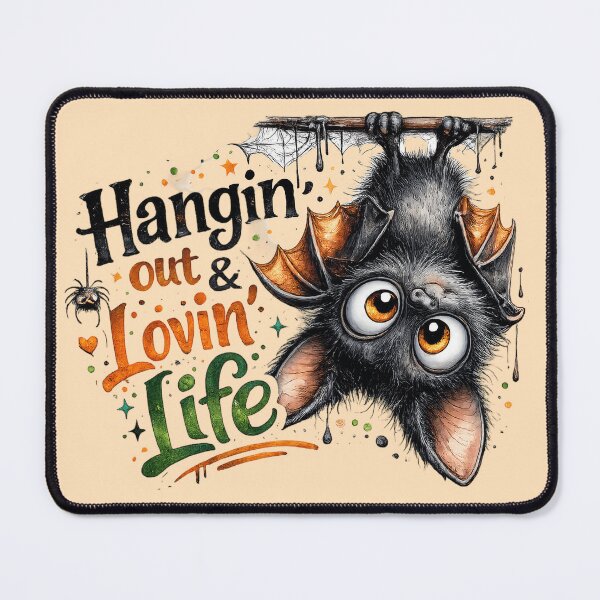 Item preview, Hangin Out And Lovin Life Cute Bat - Halloween Animal Quote Art designed and sold by FrescoDesign.
