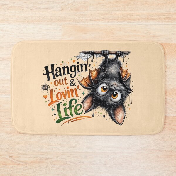 Item preview, Hangin Out And Lovin Life Cute Bat - Halloween Animal Quote Art designed and sold by FrescoDesign.