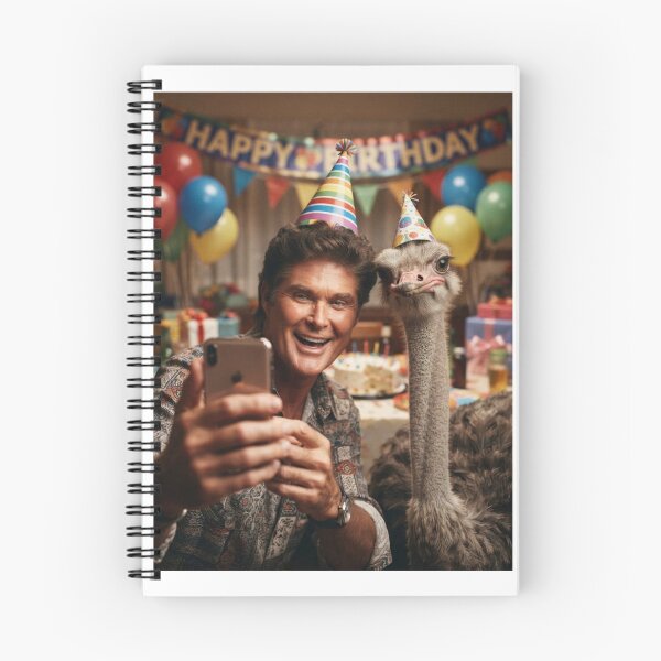 Item preview, David hasselhoff selfie ostrich ostrichs birthday cake memes happy Funny prank meme gift weird  designed and sold by CheeseBlueprint.