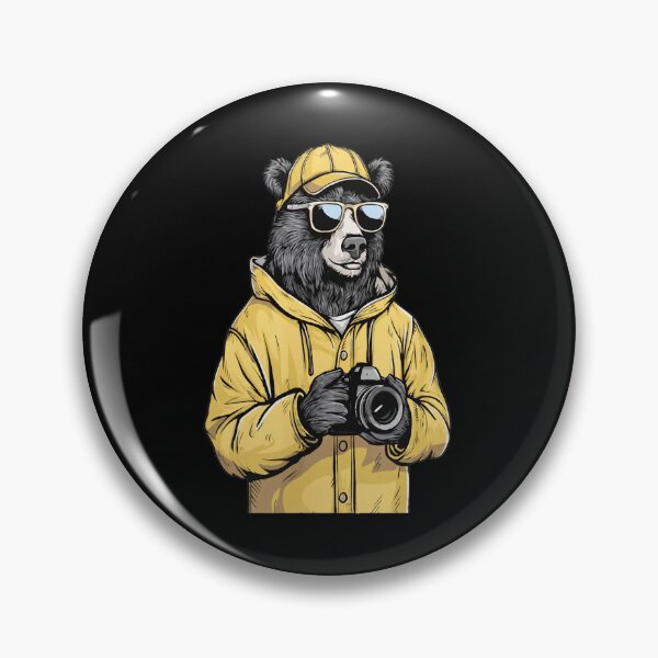Item preview, Bear Photographer Cool Sunglasses Yellow Jacket Art designed and sold by CaleHowell.