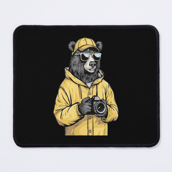 Item preview, Bear Photographer Cool Sunglasses Yellow Jacket Art designed and sold by CaleHowell.