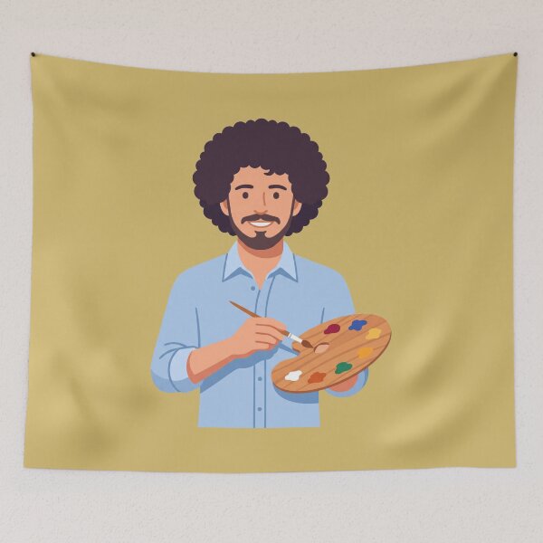 Artikelvorschau, Bob Ross, Maler und Künstler mit Palette entworfen und verkauft von Karamram Studio.