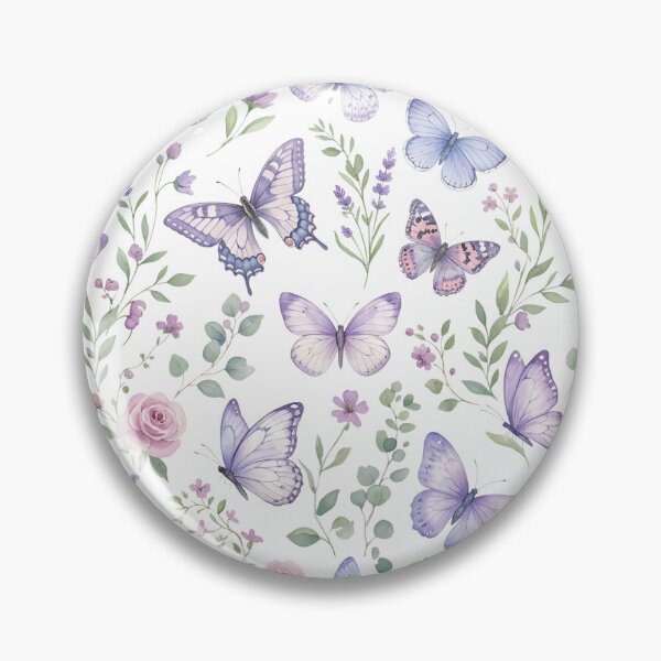 Item preview, Purple Butterfly Floral Watercolor Pattern designed and sold by naragon4289.