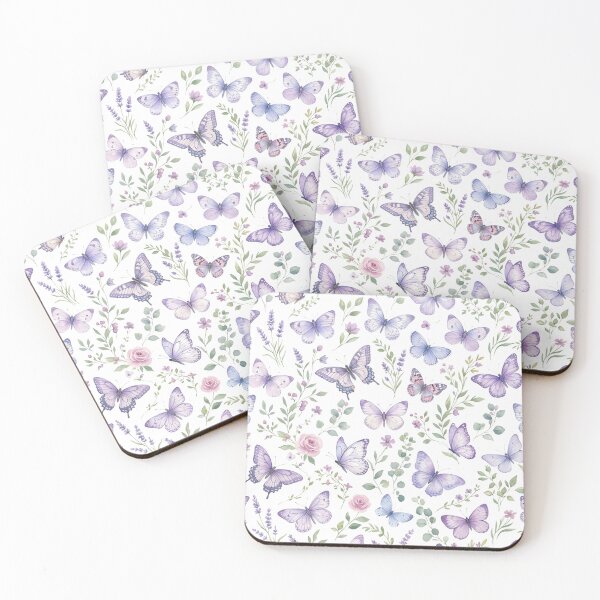 Item preview, Purple Butterfly Floral Watercolor Pattern designed and sold by naragon4289.
