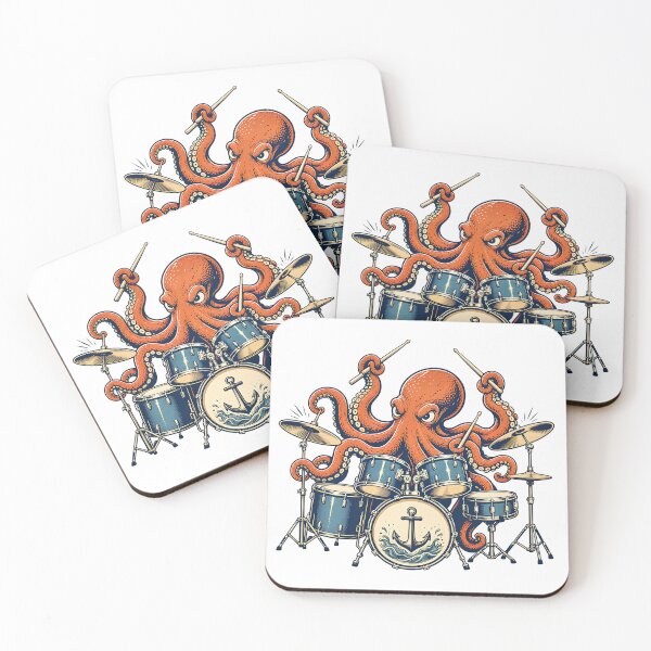 Item preview, Funny Octopus Drummer Musician Cartoon Design designed and sold by LinaDesign Store.