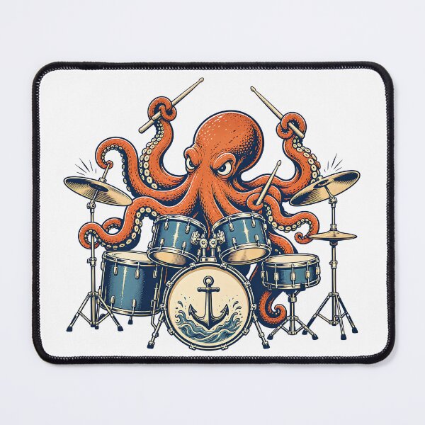 Item preview, Funny Octopus Drummer Musician Cartoon Design designed and sold by LinaDesign Store.