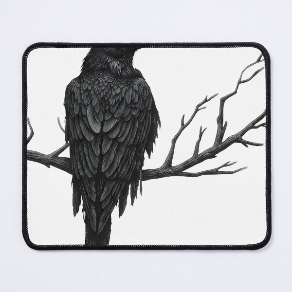 Item preview, Majestic raven on branch, dark nature art designed and sold by OH-MY-GOTH.