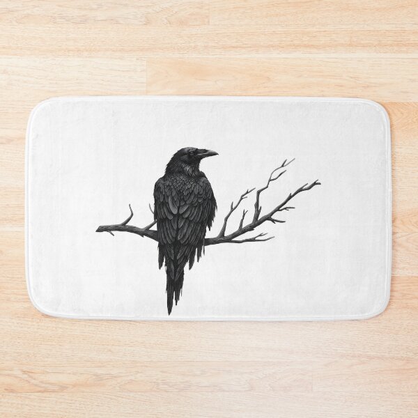 Item preview, Majestic raven on branch, dark nature art designed and sold by OH-MY-GOTH.