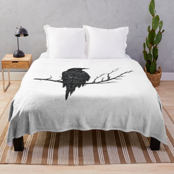 Item preview, Majestic raven on branch, dark nature art designed and sold by OH-MY-GOTH.