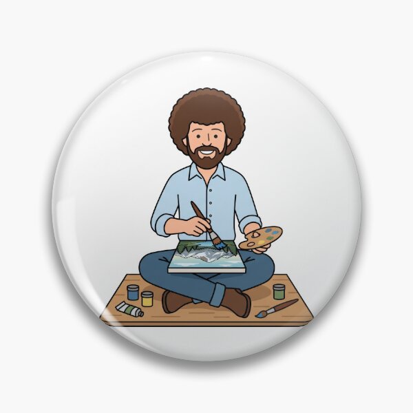 Item preview, Bob Ross Sitting and Painting a Mountain Lake Scene designed and sold by Karamram Studio.