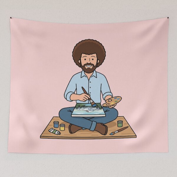Item preview, Bob Ross Sitting and Painting a Mountain Lake Scene designed and sold by Karamram Studio.