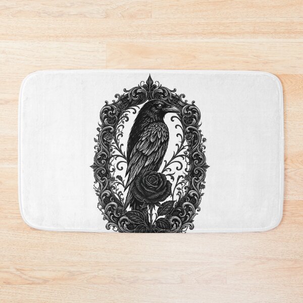 Item preview, Raven with rose and ornate baroque frame designed and sold by OH-MY-GOTH.