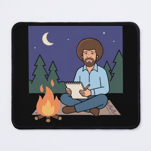 Item preview, Bob Ross Sketching by a Campfire at Night designed and sold by Karamram Studio.