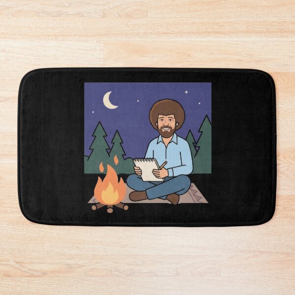 Artikelvorschau, Bob Ross zeichnet nachts am Lagerfeuer entworfen und verkauft von Karamram Studio.