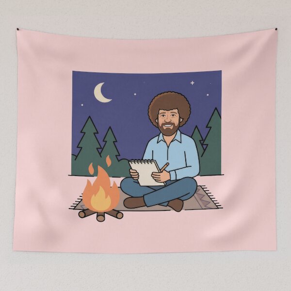 Item preview, Bob Ross Sketching by a Campfire at Night designed and sold by Karamram Studio.