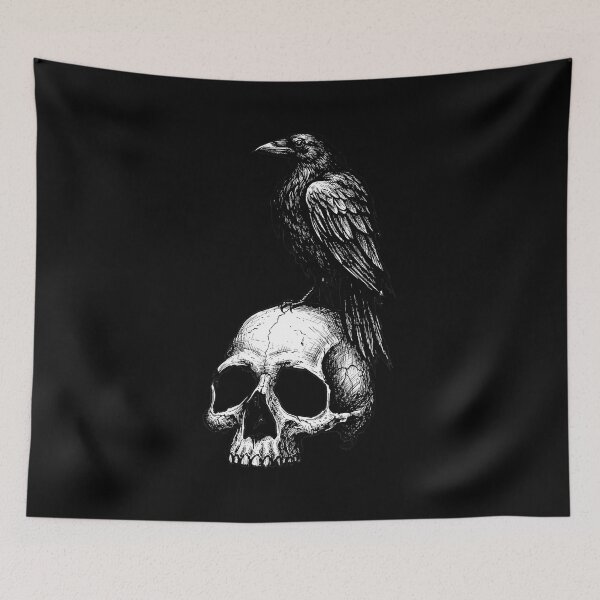 Item preview, Raven on skull vintage Gothic sketch style designed and sold by OH-MY-GOTH.
