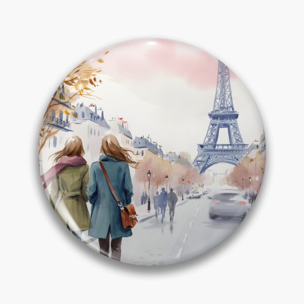 Item preview, Romantic Paris Street Scene Print- Blue designed and sold by LinaDesign Store.