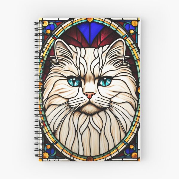 Item preview, White Cat Stained Glass Blue Eyes Artwork designed and sold by pinkal.