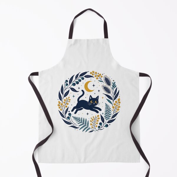 Item preview, Celestial Black Cat And Wattle Wreath Cute Black Cat Jumping Under Moon designed and sold by Yellowriversss.