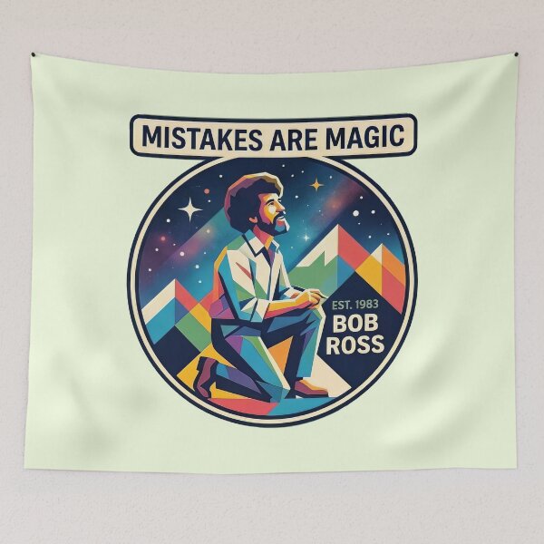 Item preview, Bob Ross "Mistakes Are Magic" Geometric Retro  designed and sold by Karamram Studio.