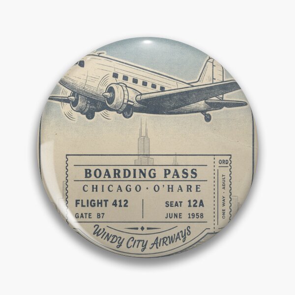 Item preview, Chicago Vintage DC‑3 Mid‑Century Travel Stamp designed and sold by stickercuffs.