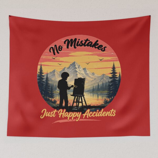 Item preview, Bob Ross "No Mistakes Just Happy Accidents" Vintage Sunset designed and sold by Karamram Studio.