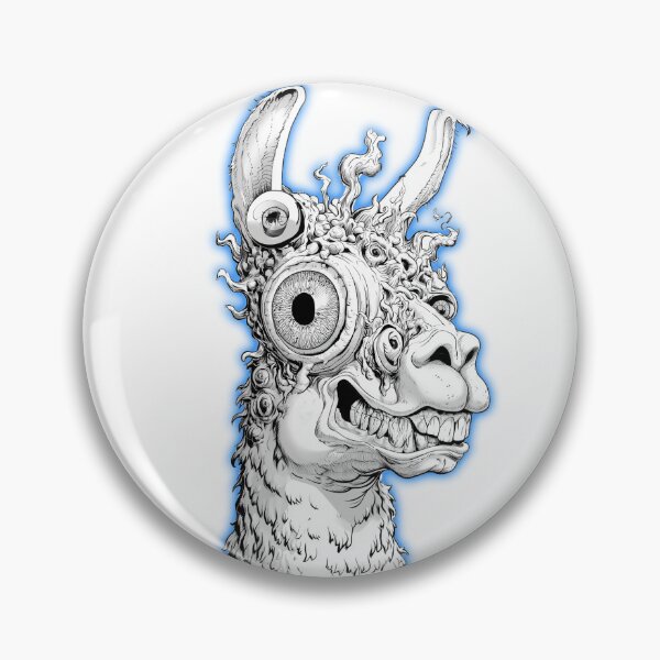 Item preview, Blue Neon Surreal Lama Line Art designed and sold by SiralyInk.