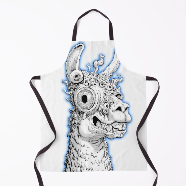 Item preview, Blue Neon Surreal Lama Line Art designed and sold by SiralyInk.
