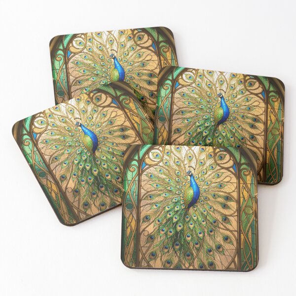 Item preview, Peacock Stained Glass Window Art designed and sold by pinkal.