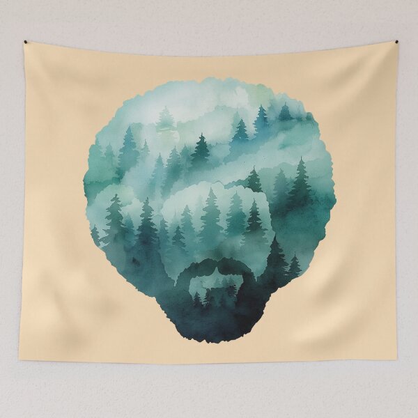 Artikelvorschau, Bob Ross Waldsilhouette entworfen und verkauft von Karamram Studio.