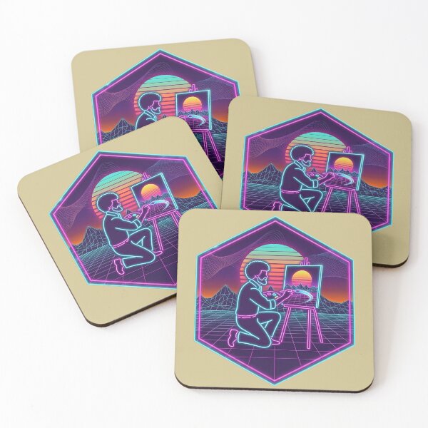 Artikelvorschau, Bob Ross Synthwave-Kunst entworfen und verkauft von Karamram Studio.