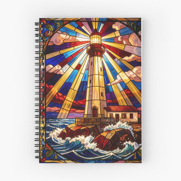Item preview, Lighthouse Stained Glass Ocean Beacon Art designed and sold by pinkal.