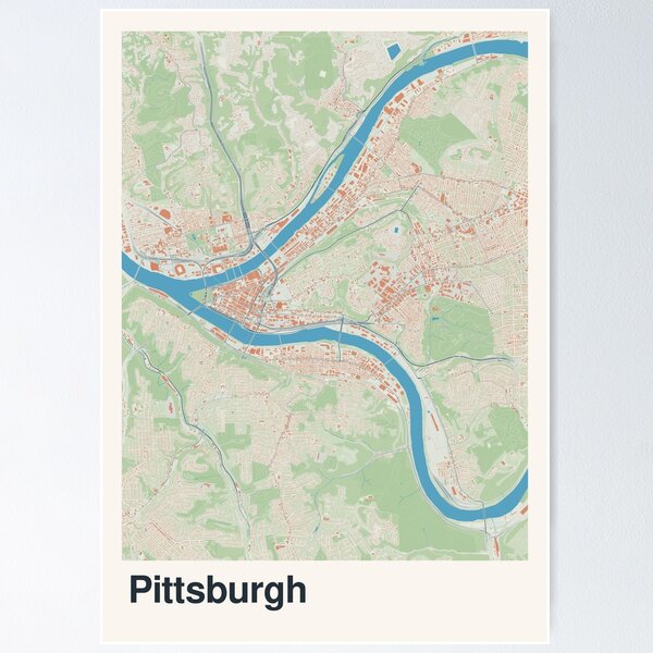 Item preview, Pittsburgh Minimalistic Map Art designed and sold by MapsNerd.