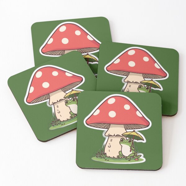 Item preview, Cute Frog Under a Red Mushroom Umbrella designed and sold by NovaPrintLab92.