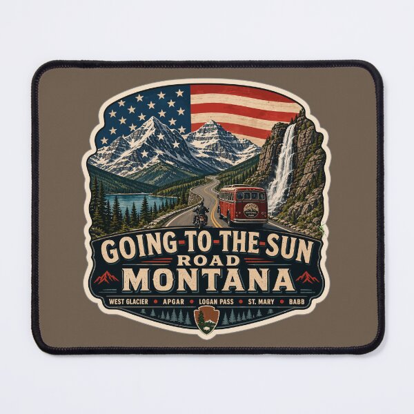 Item preview, Going-to-the-Sun Road Glacier National Park USA Motorcycle RV Car TShirt & Sticker 16 designed and sold by OuterShellUK.