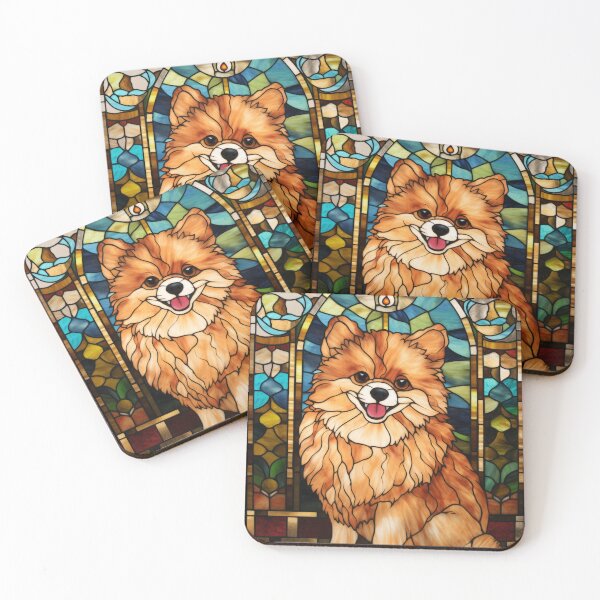 Item preview, Pomeranian Stained Glass Dog Art designed and sold by pinkal.