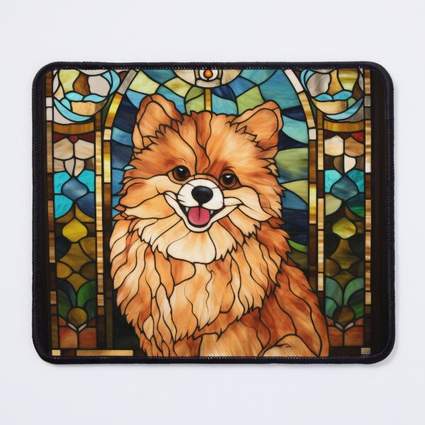 Item preview, Pomeranian Stained Glass Dog Art designed and sold by pinkal.