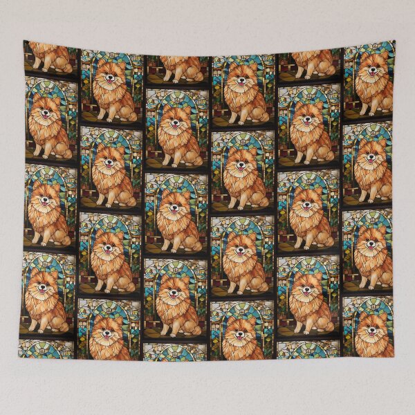 Item preview, Pomeranian Stained Glass Dog Art designed and sold by pinkal.