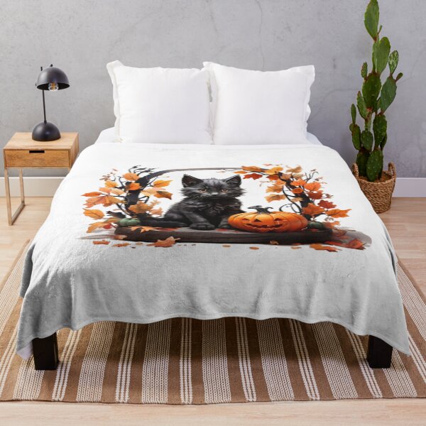 Item preview, Halloween cat with pumpkin – Autumnal watercolor designed and sold by Rose Design & Photos.