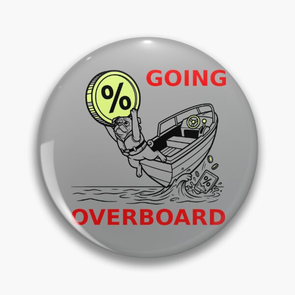 Item preview, Going Overboard Crypto Dip Pug Red Text Lime Coin Market Meme designed and sold by The Bold Line Studio.