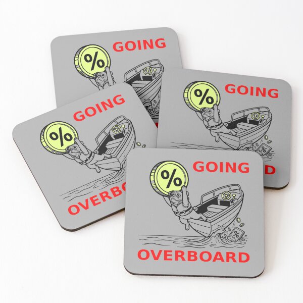 Item preview, Going Overboard Crypto Dip Pug Red Text Lime Coin Market Meme designed and sold by The Bold Line Studio.