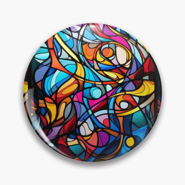 Item preview, Abstract Stained Glass Neurographic Rainbow Art designed and sold by pinkal.