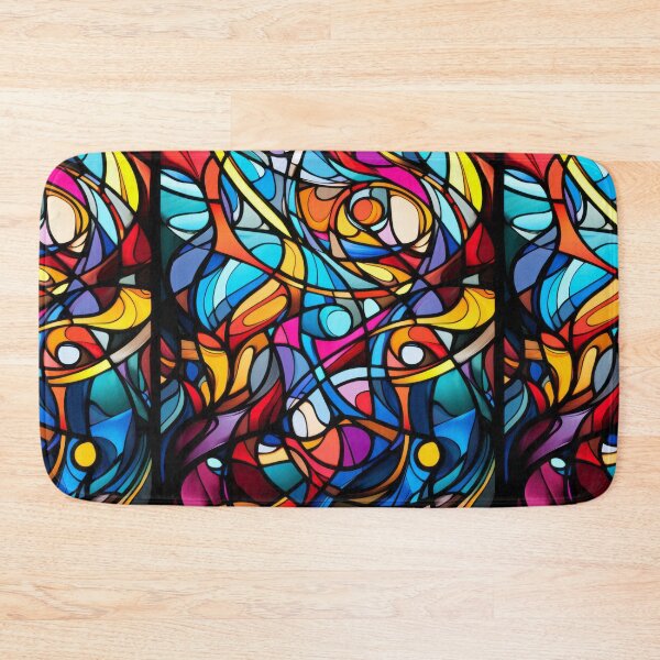 Item preview, Abstract Stained Glass Neurographic Rainbow Art designed and sold by pinkal.