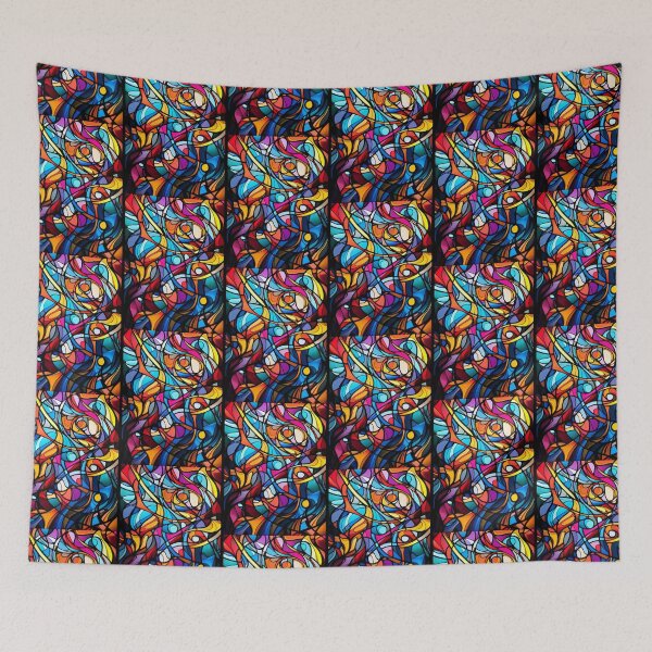 Item preview, Abstract Stained Glass Neurographic Rainbow Art designed and sold by pinkal.