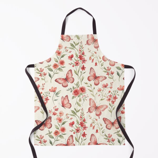 Item preview, Red Butterfly Garden Watercolor Floral Pattern designed and sold by naragon4289.