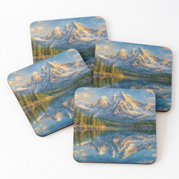 Item preview, Mountain Lake Perfect Mirror Reflection Painting designed and sold by ArtAmbience.
