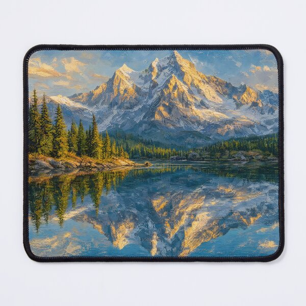 Item preview, Mountain Lake Perfect Mirror Reflection Painting designed and sold by ArtAmbience.