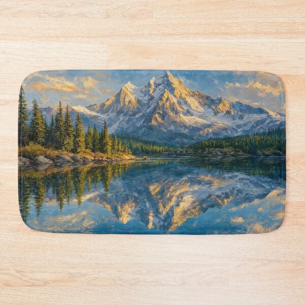 Item preview, Mountain Lake Perfect Mirror Reflection Painting designed and sold by ArtAmbience.
